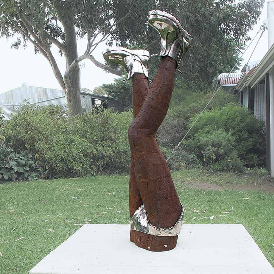 Bottoms-Up---108x55x30cm-CORTEN & STAINLESS STEEL [Stainless-steel,Outdoor,Landmark]--Nicole-Allen-Sculpture-Australian-Artist