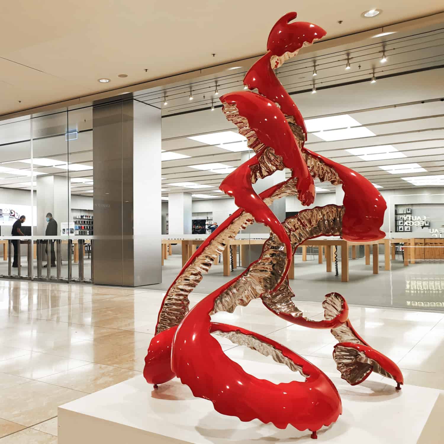 Red-Peel-Poem---150x90cm-STAINLESS-STEEL-&-BAKED-ENAMEL-[stainless-steel,-freestanding,-outdoor]-rae-bolotin-red-pop-art-sculpture-australian-art
