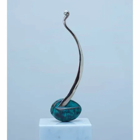 Avocado-Plant-40x11x10cm-(limited-to-10)-BRONZE-PATINA-polished-stainless-with-BLACK-GRANITE-[bronze,-table-top,stainless-steel]Zoe-Ellenberg-plant-interior-sculpture-australian-teal