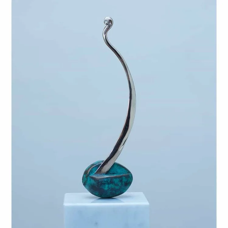 Avocado-Plant-40x11x10cm-(limited-to-10)-BRONZE-PATINA-polished-stainless-with-BLACK-GRANITE-[bronze,-table-top,stainless-steel]Zoe-Ellenberg-plant-interior-sculpture-australian-teal