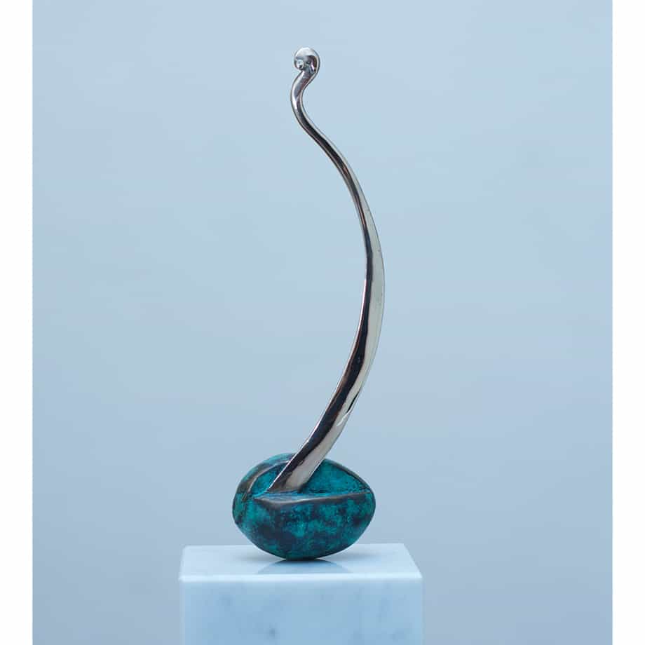 Avocado-Plant-40x11x10cm-(limited-to-10)-BRONZE-PATINA-polished-stainless-with-BLACK-GRANITE-[bronze,-table-top,stainless-steel]Zoe-Ellenberg-plant-interior-sculpture-australian-teal