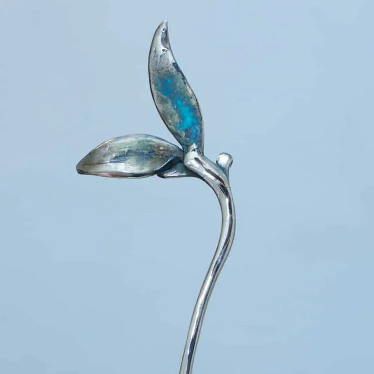 Avocado-Plant-40x11x10cm-(limited-to-10)-BRONZE-PATINA-polished-stainless-with-BLACK-GRANITE-[bronze,-table-top,stainless-steel]Zoe-Ellenberg-plant-interior-sculpture-australian-teal
