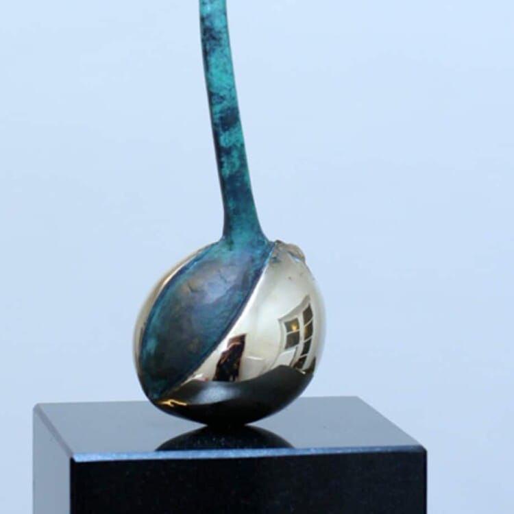 Avocado-Plant-40x11x10cm-(limited-to-10)-BRONZE-PATINA-polished-stainless-with-BLACK-GRANITE-[bronze,-table-top,stainless-steel]Zoe-Ellenberg-plant-interior-sculpture-australian-teal