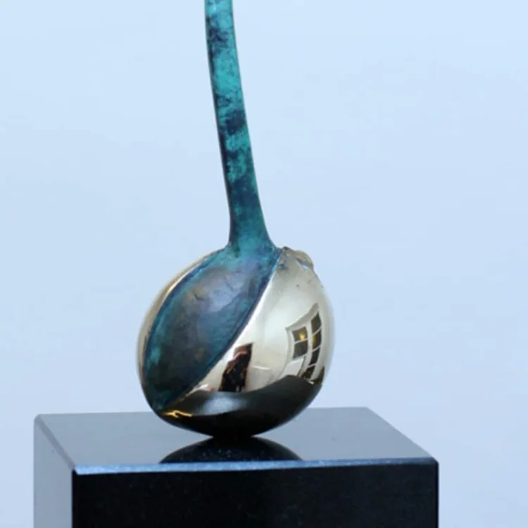 Avocado-Plant-40x11x10cm-(limited-to-10)-BRONZE-PATINA-polished-stainless-with-BLACK-GRANITE-[bronze,-table-top,stainless-steel]Zoe-Ellenberg-plant-interior-sculpture-australian-teal