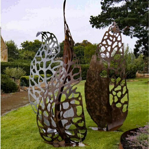 Autumn-Flora-240cm--Fabricated-Steel-[Outdoor,Corten]Kooper-Folko-australian-sculpture-outdoor-garden-art-leaves-nature