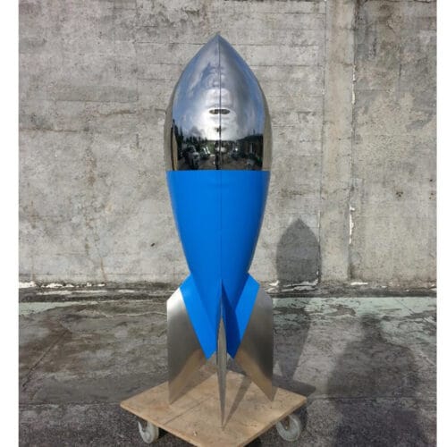 Blue-Danube-160cm-STAINLESS-STEEL-INDUSTRIAL-COATING-[stainless-steel,-free-standing,outdoor]david-mcCracken-rocket-sculpture-australian-artist-pop-art