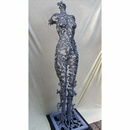 Body-Form-170x40cm----FABRICATED-STEEL-NUTS--[Free-standing,-figurative,Outdoor]-emad-dhahir-sculpture-female-body-art-australian-garden