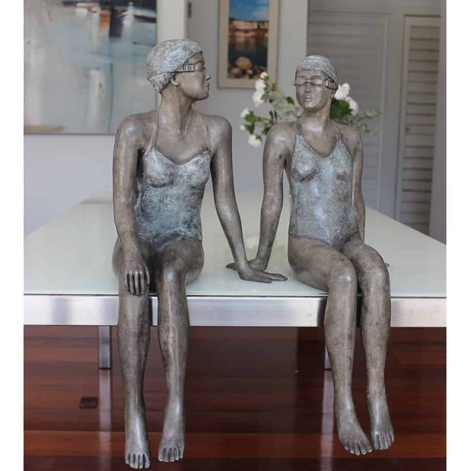 Early-Mornings-67x30cm---BRONZE-WITH-PATINA-[Table-top,Bronze,-Figurative]-mela-cooke-australian-female-sculpture