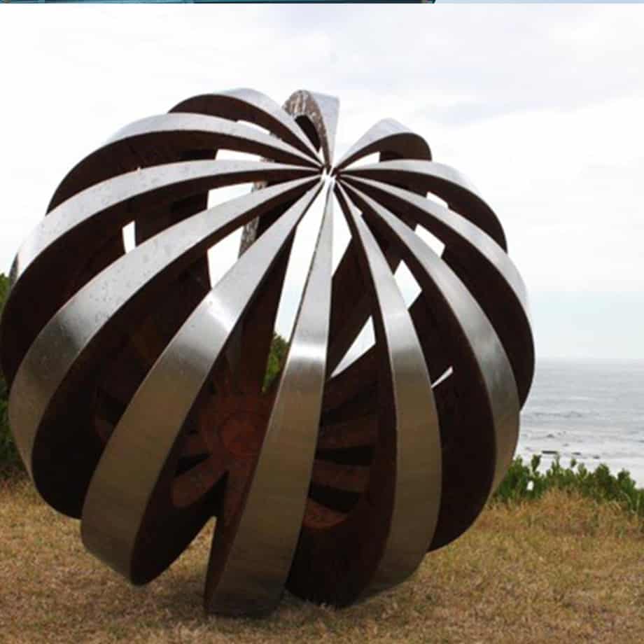 Eclipse-120cm-CORTEN-STAINLESS--100Kg[outdoor,stainless-steel]paul-mutimer-garden-sculpture-out-door-garden-sphere-art