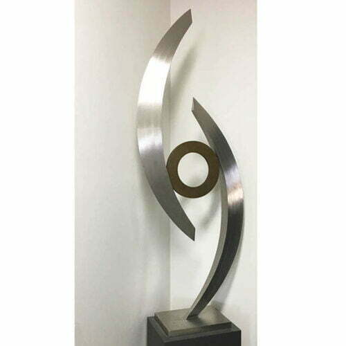 Embrace162x56cm-STAINLESSS-&-BRONZE-in-situ[bronze,free-standing,Stainless-steel,Outdoor,]-Ben-Fasham-abstract-garden-sculpture-australian-artist