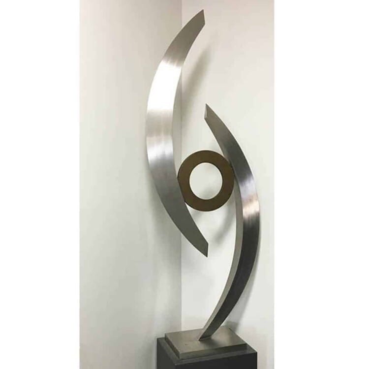 Embrace162x56cm-STAINLESSS-&-BRONZE-in-situ[bronze,free-standing,Stainless-steel,Outdoor,]-Ben-Fasham-abstract-garden-sculpture-australian-artist