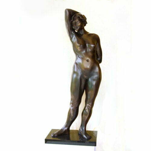 From-the-Garden-of-Eden-7of25--92x33cm-BRONZE-with-Stone-base-[bronze,-table-top,-figurative]Libucha-Zygmuntl-sculpture-abstract-australian-female-body-bronze