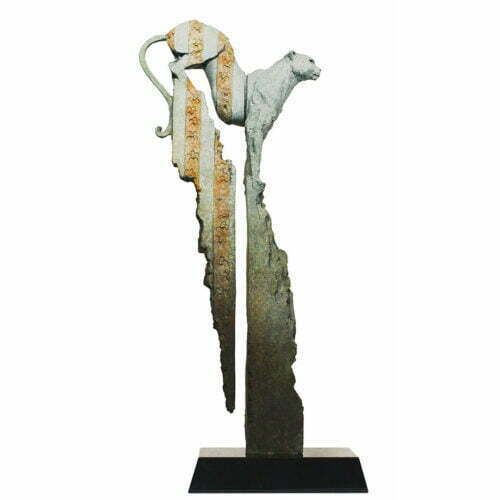 Fauna-100cm--BRONZE-[bronze,-table-top]-Stephen-Glassborow-australian--sculpture-cheetah-in--bronze