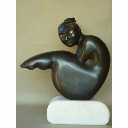 Felicity-38x34cm-BRONZE-MARBLE-BASE-[Bronze, Table-top, Figurative]-Libucha-Zygmunt-australian-sculpture-female-form-indoor