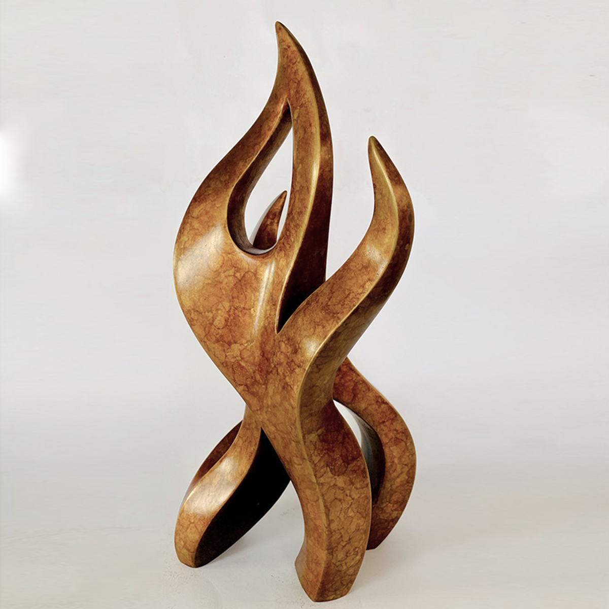 bronze fire flame sculpture small desktop