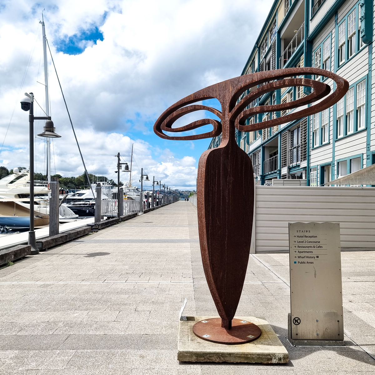 corporate event and media art hire sydney Large outdoor sculpture on hire at a Sydney commercial site