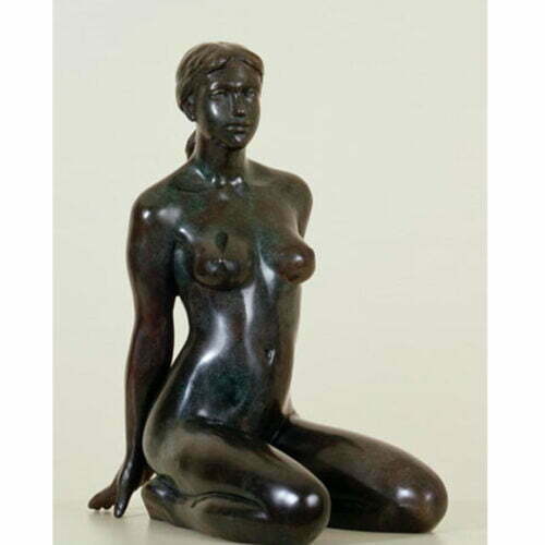 Kneeling-Girl-42cm-BRONZE-[bronze,table-top,figurative]-phillip-piperidis-nude-sculpture-australian-artist-female-body