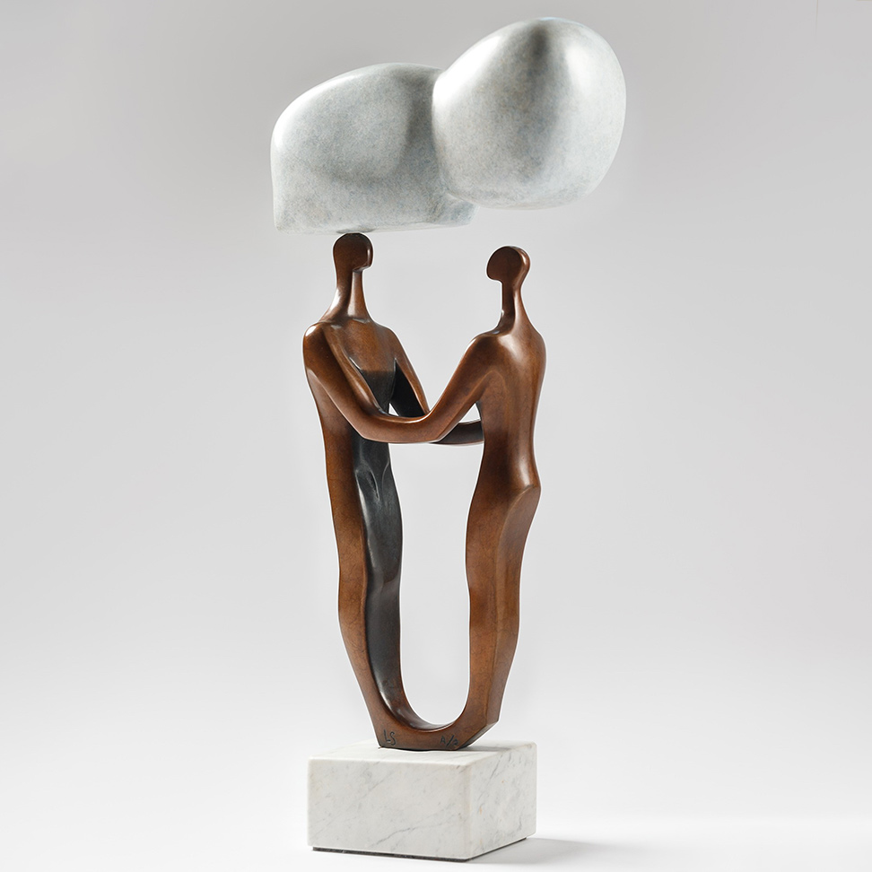 bronze figurative couple sculpture