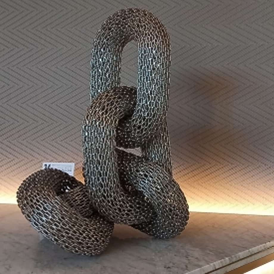 metal garden sculpture, indoor table top sculpture ,chain links
