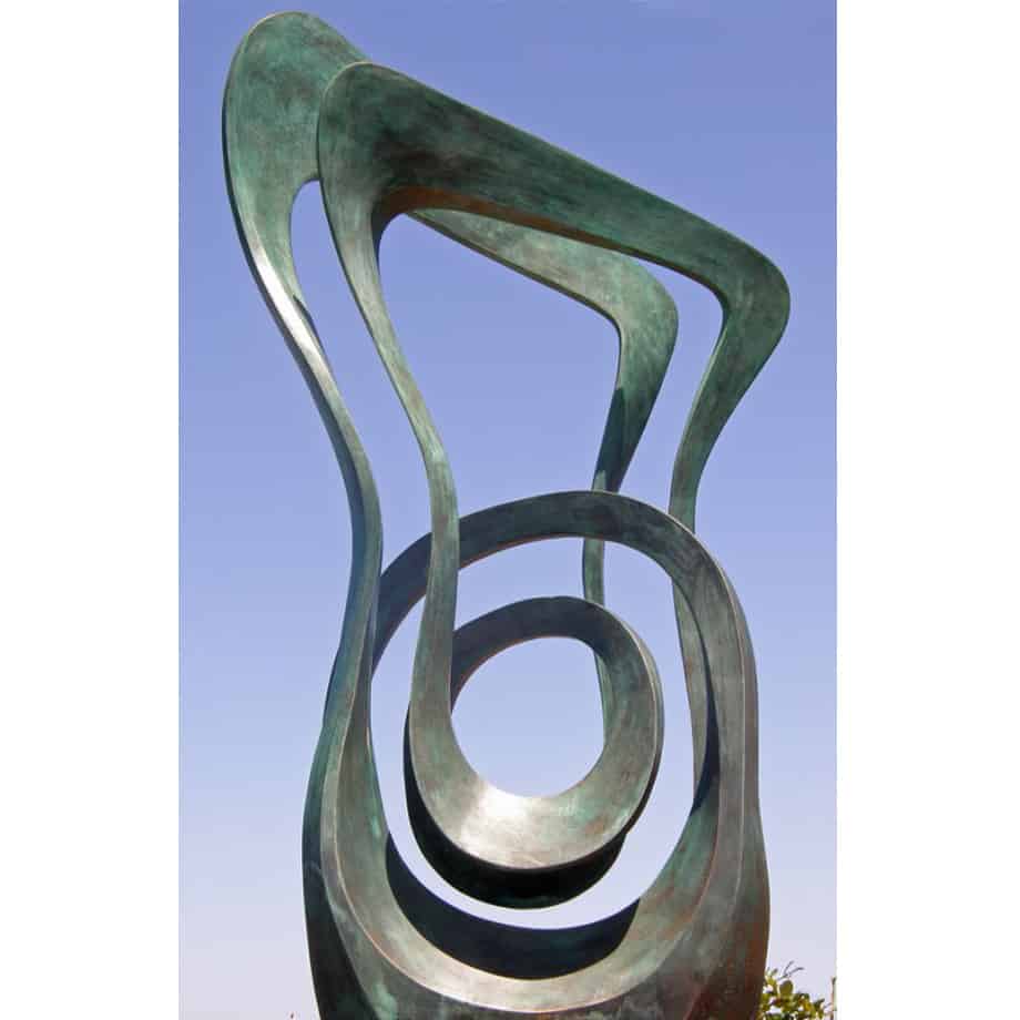 Momentum--147x47cm-BRONZE-with--TEAL-PATINA[free-standing-bronze,outdoor]blazeski--australian-abstract-sculpture