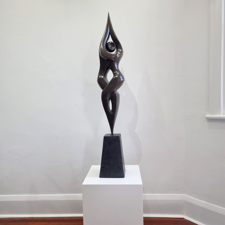 bronze figurative indoor sculpture in black