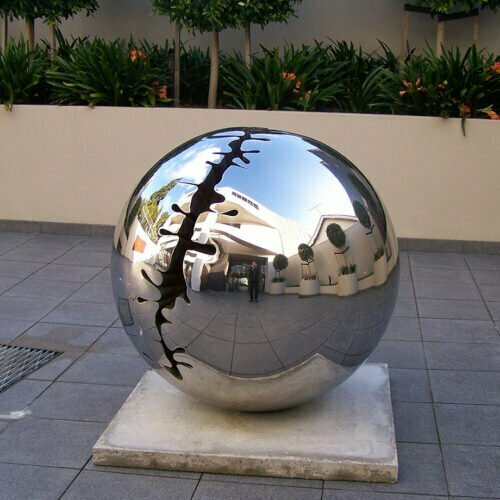 Nice-Round-Figure-120cm-STAINLESS-STEEL-INDUSTRIAL-COATING-[stainless-steel,-free-standing,outdoor]david-mcCracken-sphere-sculpture-australian-artist