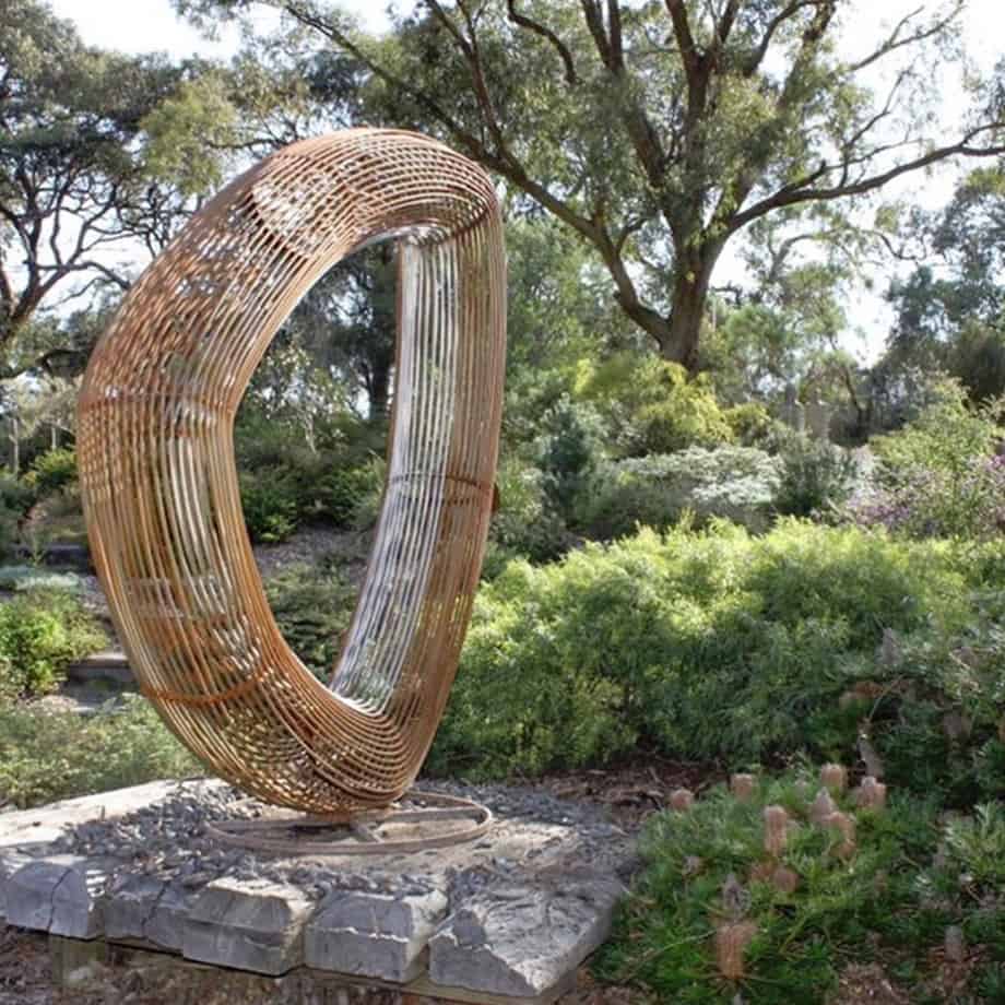 Orb--Lineal--2.4m-CORTEN-STEEL-[corten,outdoor]paul-mutimer-garden-sculpture-out-door-garden-sphere-art