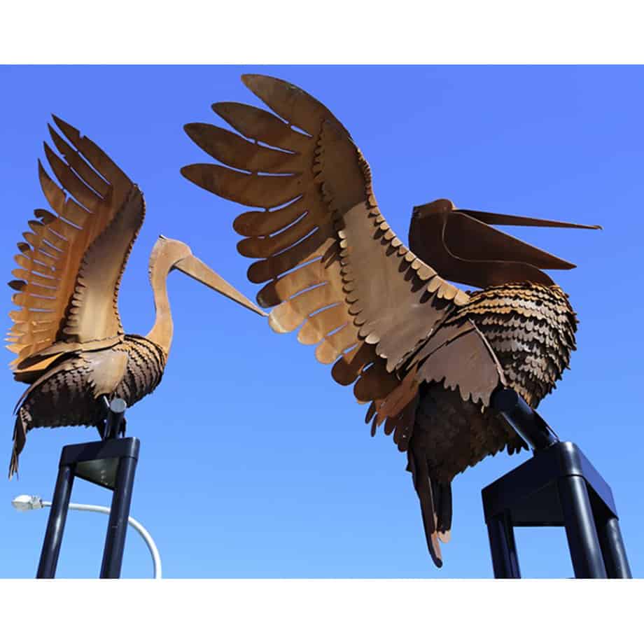Pelicans--Fabricated-Steel-[Outdoor,Corten]Kooper-Folko--australian--sculpture-outdoor-garden-art-pelican-bird-sculpture