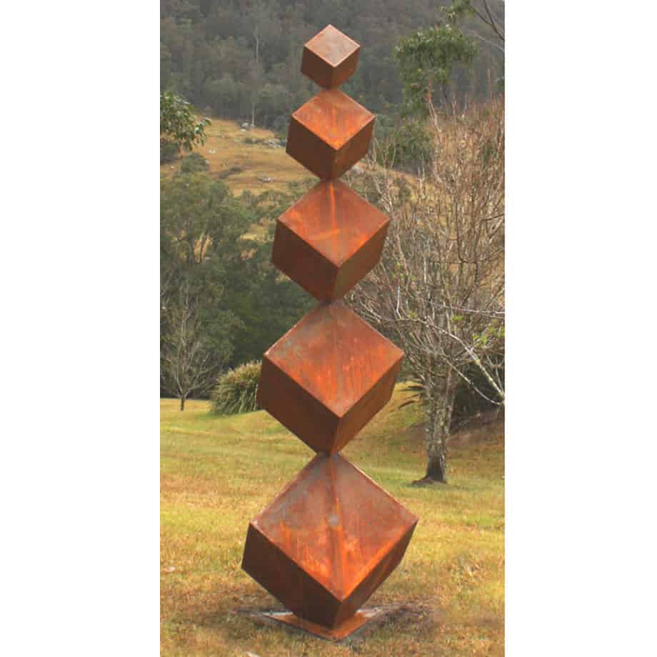 Reflections-310x80cm-CORTEN-[Corten,-outdoor,-landmark]-Pierre-Le-Roux-australian--sculpture-outdoor-garden-cubes