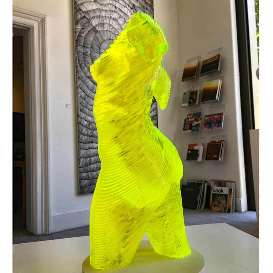 Roxie-Fluro-Yellow-45x20cm-ACRYLIC--LASER-CUT-[table-top,figurative]Olivier-Duhamel-female-body-sculpture-nude-wood-form-australian