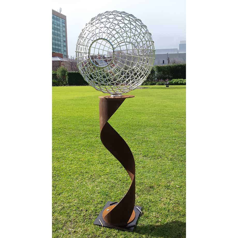 Spiral-Sphere-outdoor,freestanding-jason-aslin-outdoor-australian-garden-sculpture