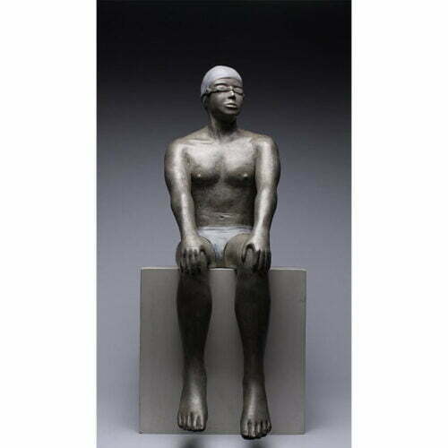 Time-Out-70cm----limited-to-30--BRONZE-WITH-PATINA-[Table-top,Bronze,-Figurative]-mela-cooke-australian-swimmer-masculine-sculpture
