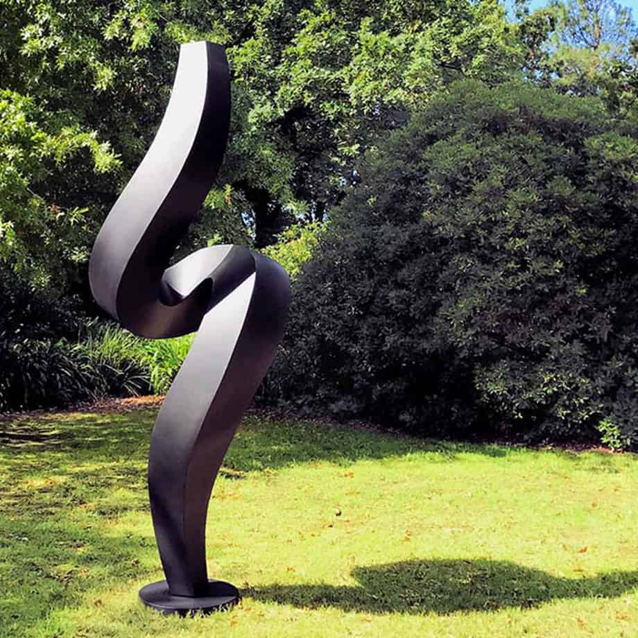 Tippy-Toes-320x90cm--[outdoor,-landmark]-martin-george-australian-artist-garden-sculpture-twisted-black-contemporary-sculpture