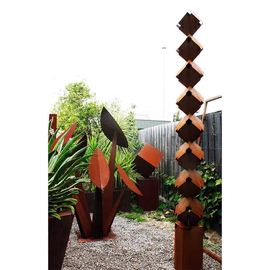 Totem-330cm--CORTEN-[Corten,-outdoor,]Pierre--Le-Roux-australian--sculpture-outdoor drive-way-entry-art-garden-cubes