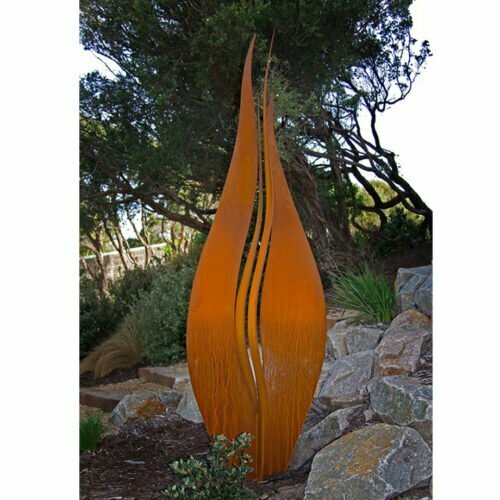 Twin-Flames-240x40cm--CORTEN-[Corten,-outdoor,]Pierre-Le-Roux-australian--sculpture-outdoor-drive-way-entry-art-garden-fire