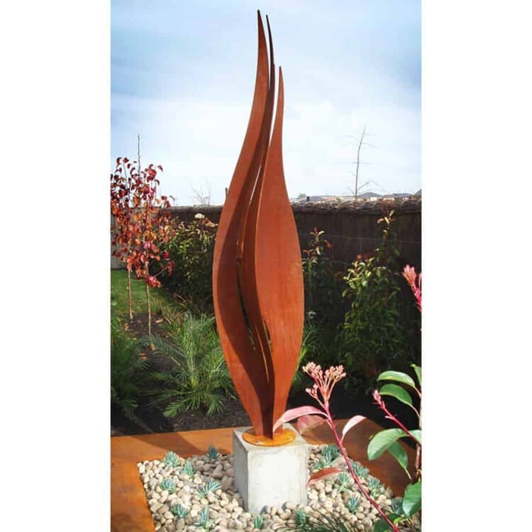 Twin-Flames-240x40cm---CORTEN-[Corten,-outdoor,]Pierre-Le-Roux-australian--sculpture-outdoor-drive-way-entry-art-garden-fire