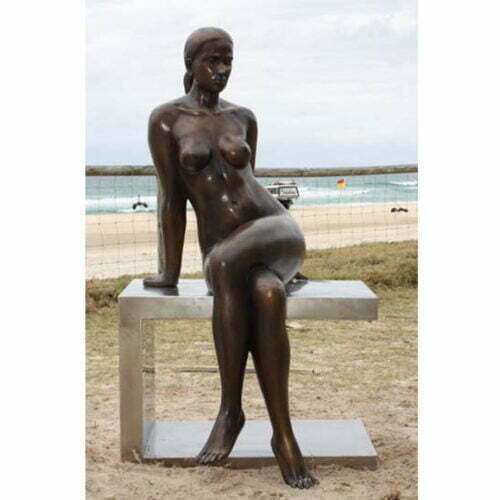 Viewer-[bronze,outdoor,figurative]-phillip-piperidis-nude-sculpture-australian-artist-female-body