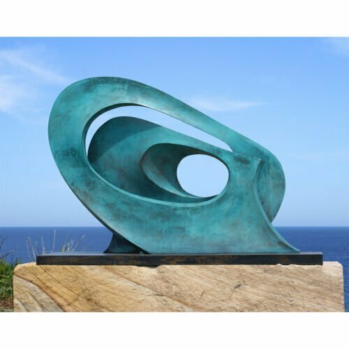 Wave-136x96cm-BRONZE-with--TEAL-PATINAL[Table-top,Free-standing,-bronze]blazeski-australian-abstract-sculpture