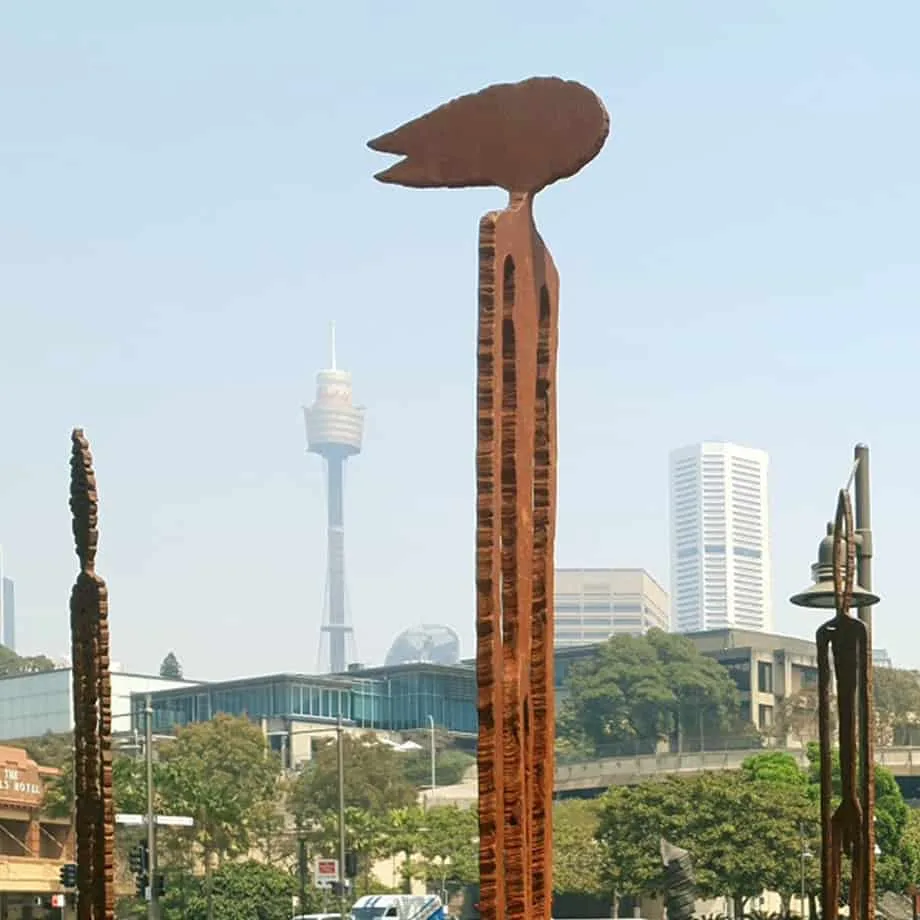 Observers by Greg Johns – Corten-steel sculpture, 2m (view 2) – SOHO Galleries Sydney