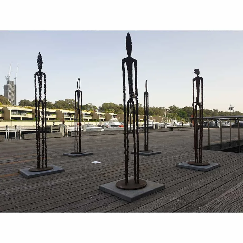 Observers by Greg Johns – Corten-steel sculpture, 2m (view 3) – SOHO Galleries Sydney
