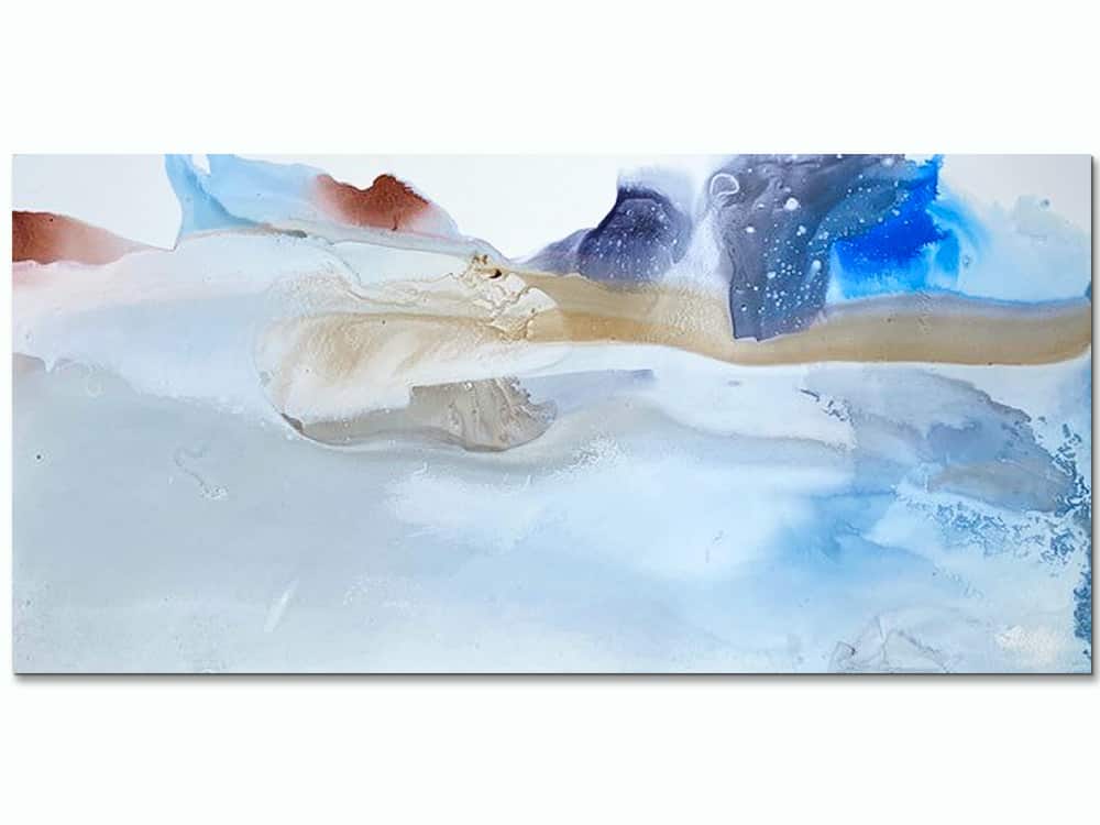 large abstract canvas art in soft blue