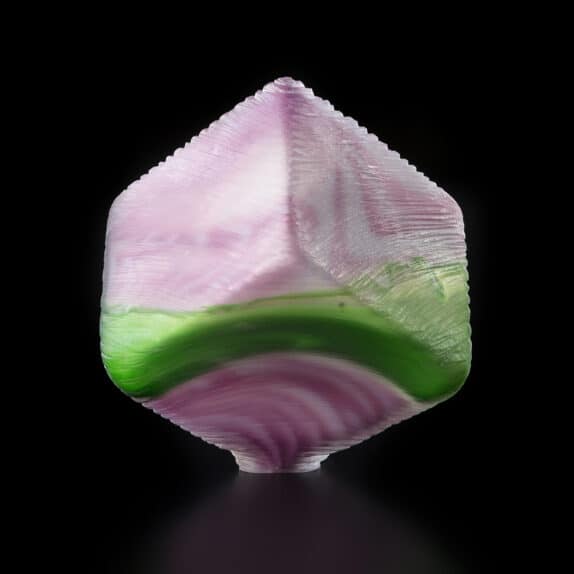 green pink Cube 36cm Glass cube Sydney sculpture tim shaw