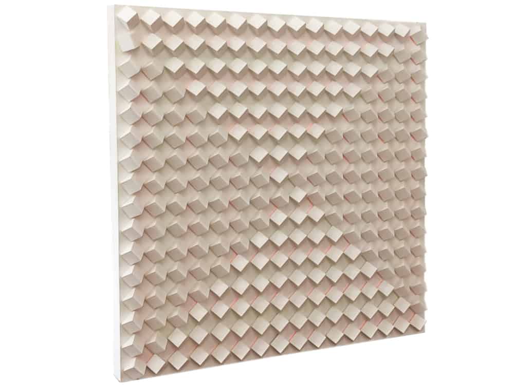 wood block artwork in white