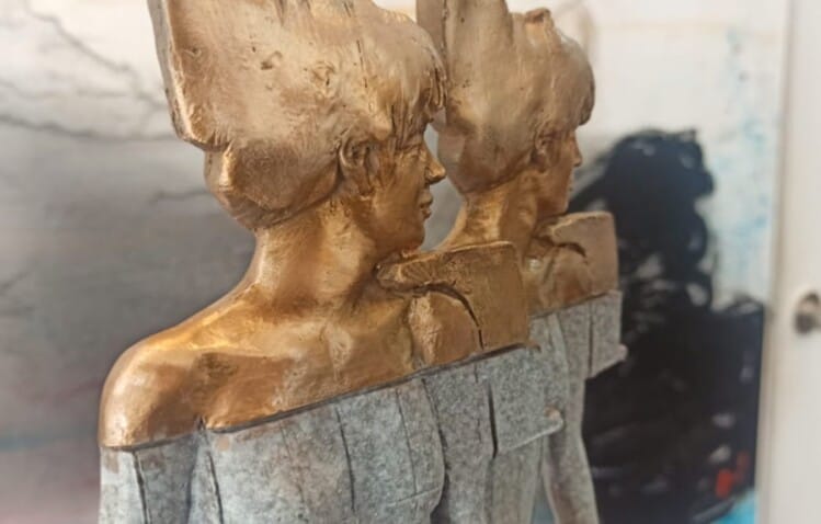 double exposure glassborrow-bronze-figurative-female-sculpture