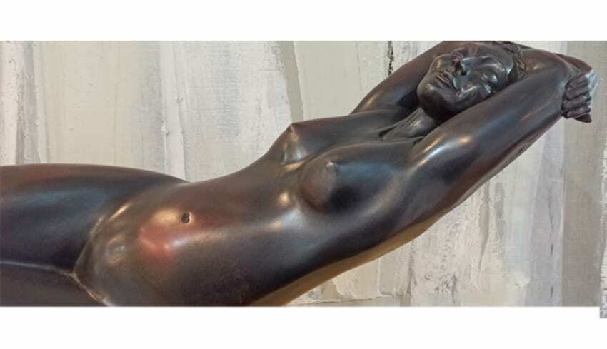 Hammock BRONZE-MARBLE-BASE-[Bronze,Table-top,Figurative]-Libucha-Zygmunt-australian-sculpture-female-form