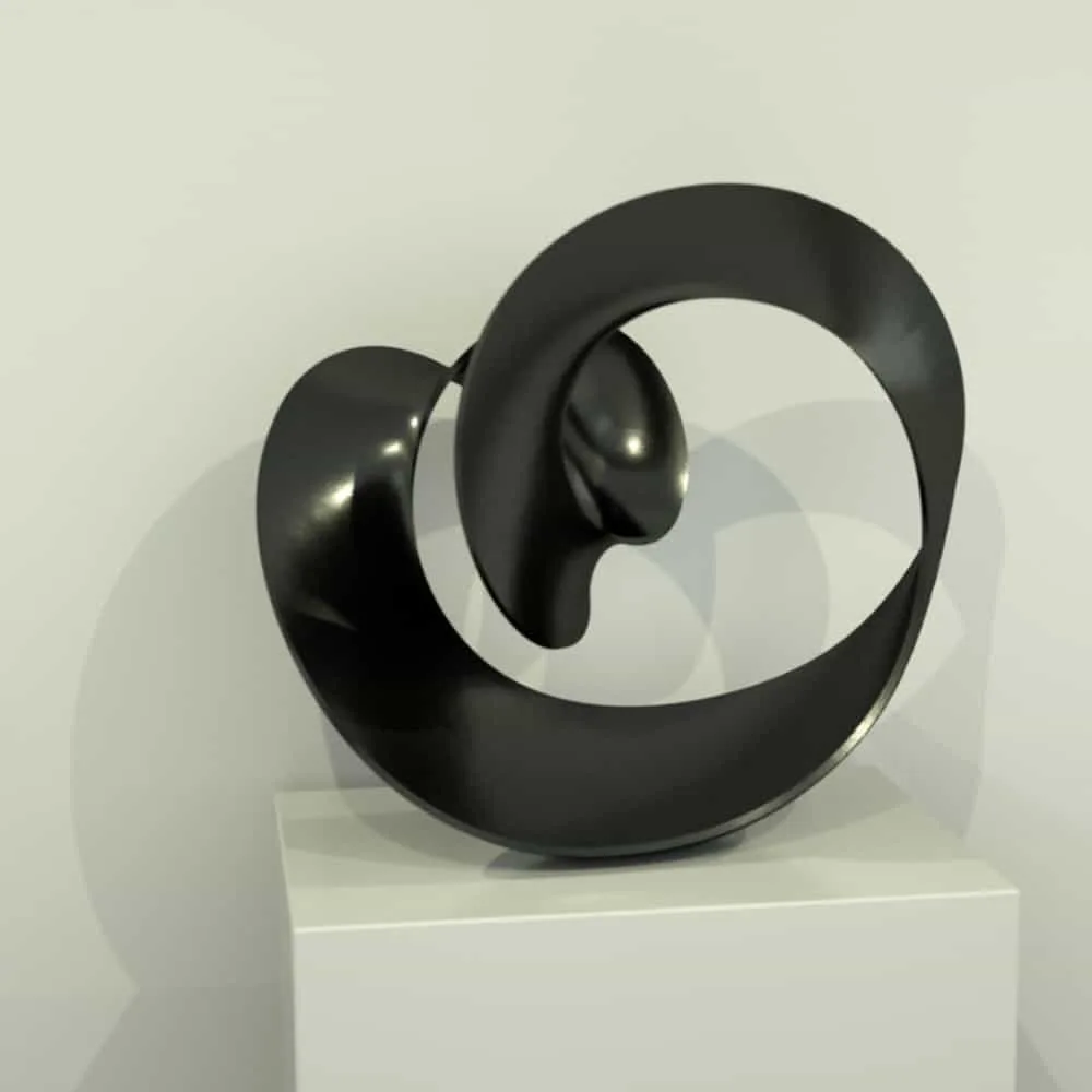 Curl by Ben Storch – sculpture available in bronze, stainless steel, Corten steel or blackened aluminium, 70cm – SOHO Galleries Sydney