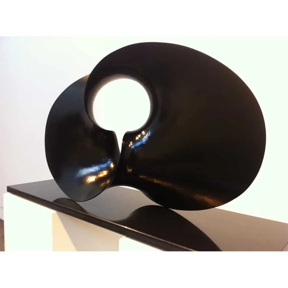 Twofold by Ben Storch – sculpture available in bronze, stainless steel, Corten steel or blackened aluminium, 45x85cm (view 4) – SOHO Galleries Sydney