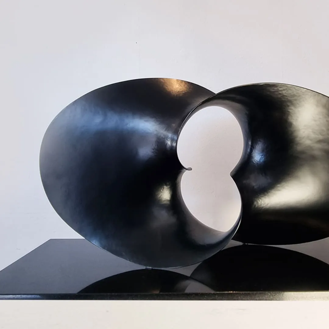 Twofold by Ben Storch – sculpture available in bronze, stainless steel, Corten steel or blackened aluminium, 45x85cm (view 6) – SOHO Galleries Sydney