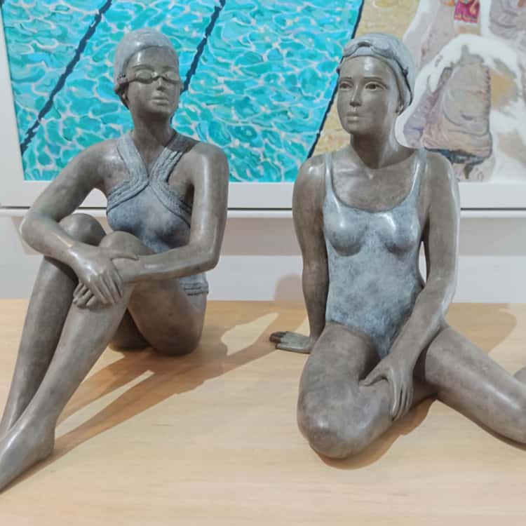 bronze swimmer sculpture
