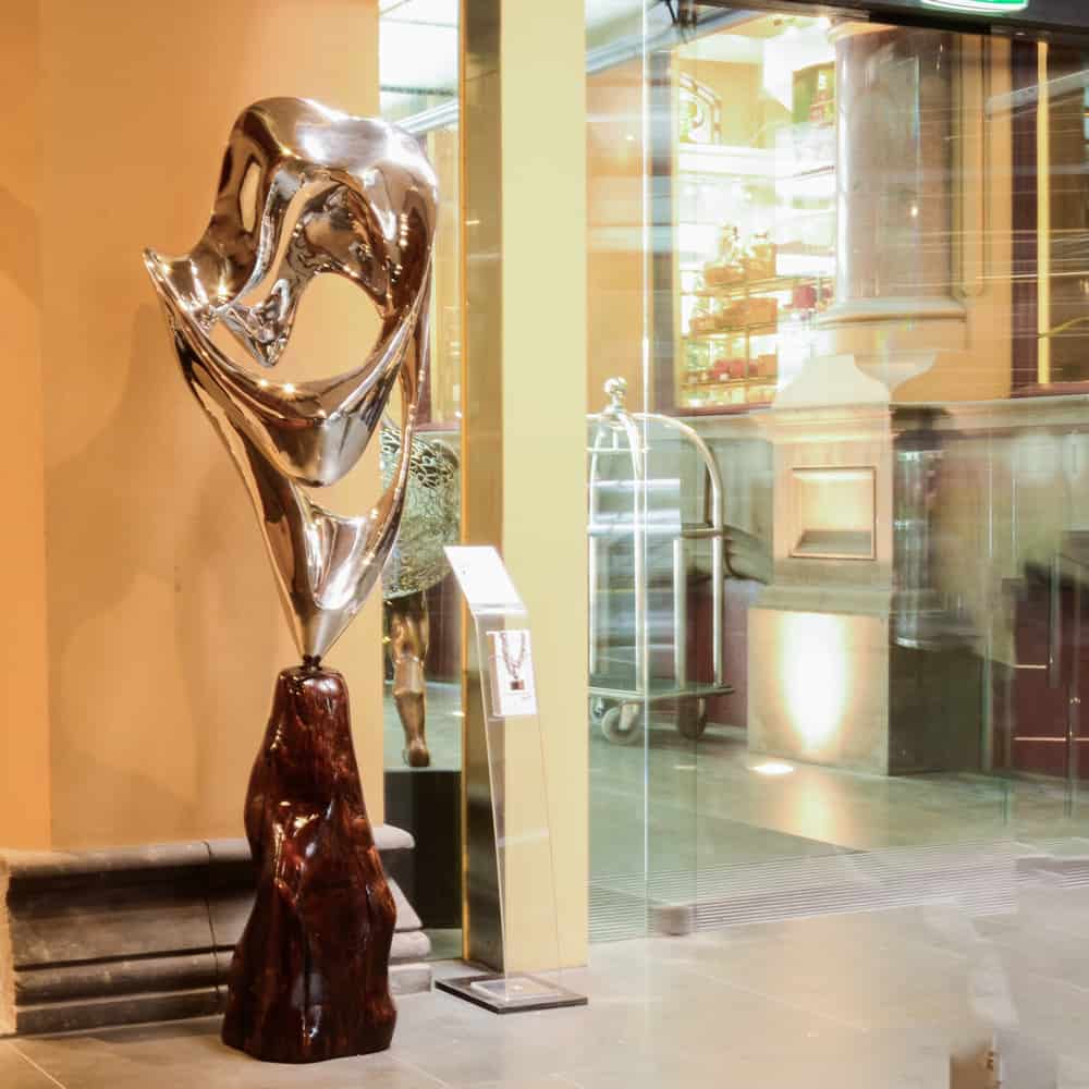 polished steel sculpture